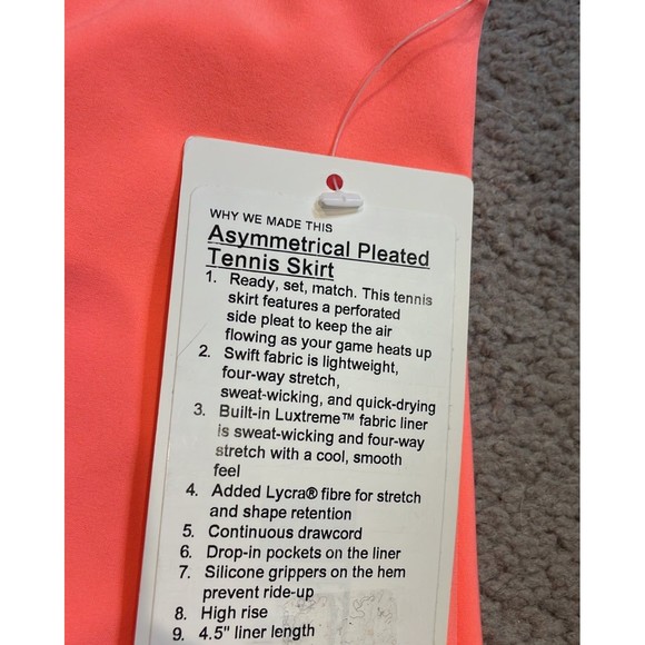 NWT Lululemon Asymmetrical Pleated Tennis Skirt - Picture 4 of 5